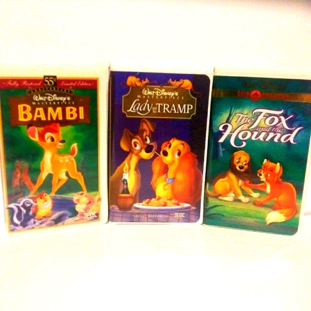 Bambi, Lady and the Tramp and The Fox & The Hound VHS movies